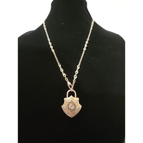 Brighton Love Padlock Silver Long Necklace - Picture 2 of 6